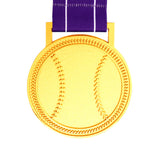 MED27 3'' Gold/Purple&White Baseball Medal