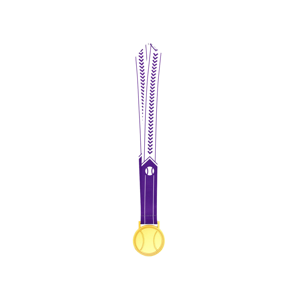 MED27 3'' Gold/Purple&White Baseball Medal