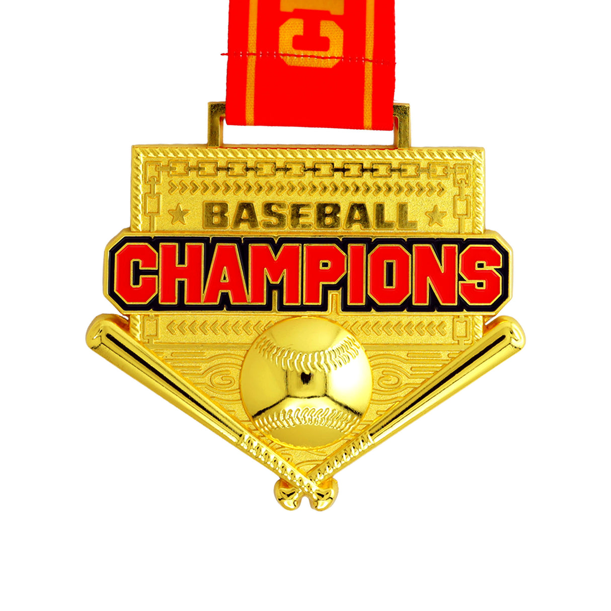MED26 4'' Baseball Gold&Red Champions Medal