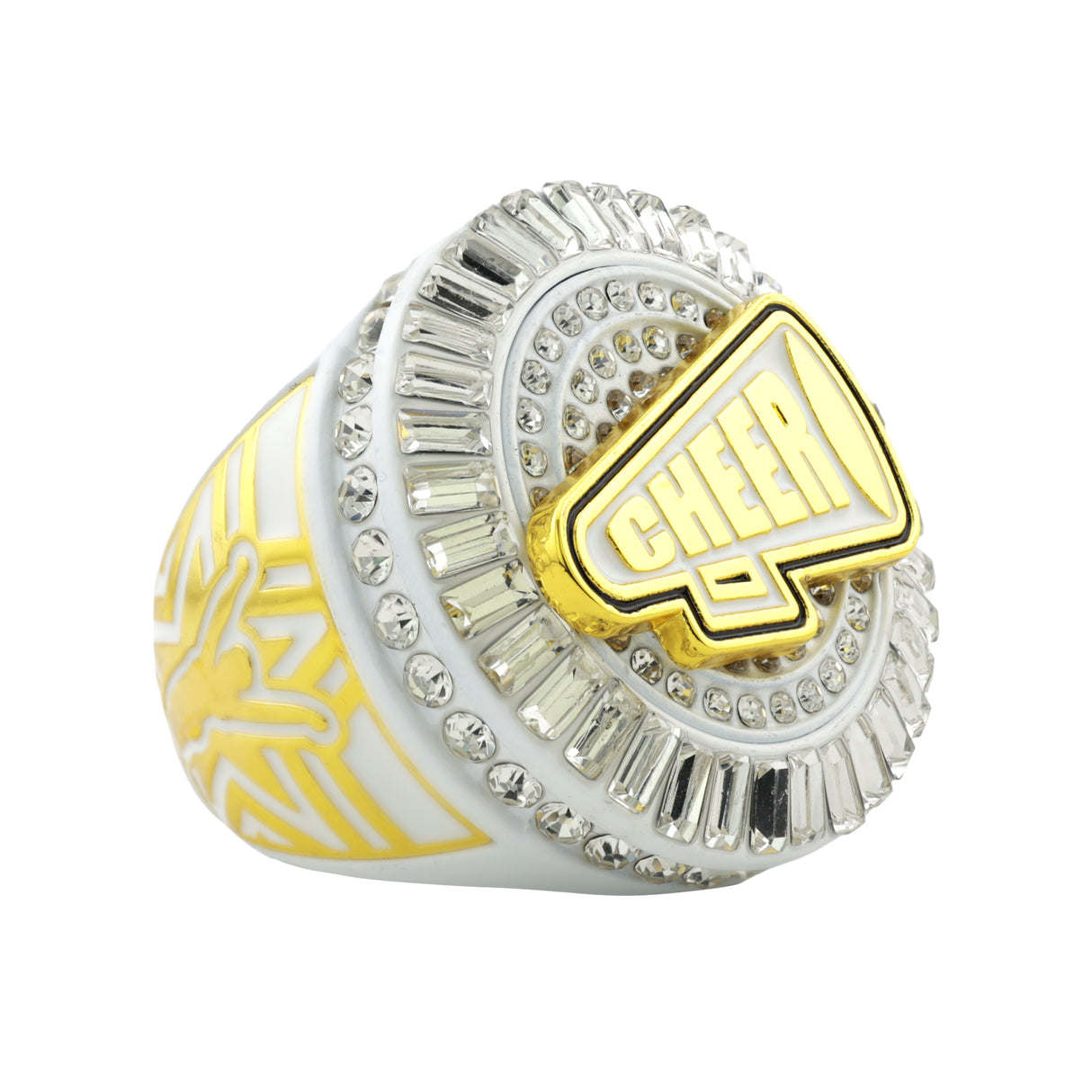 Cheer26 White&Gold All Stones Ring
