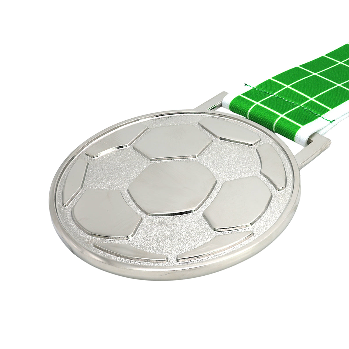 MED27 3'' Silver/Green&White Soccer Medal