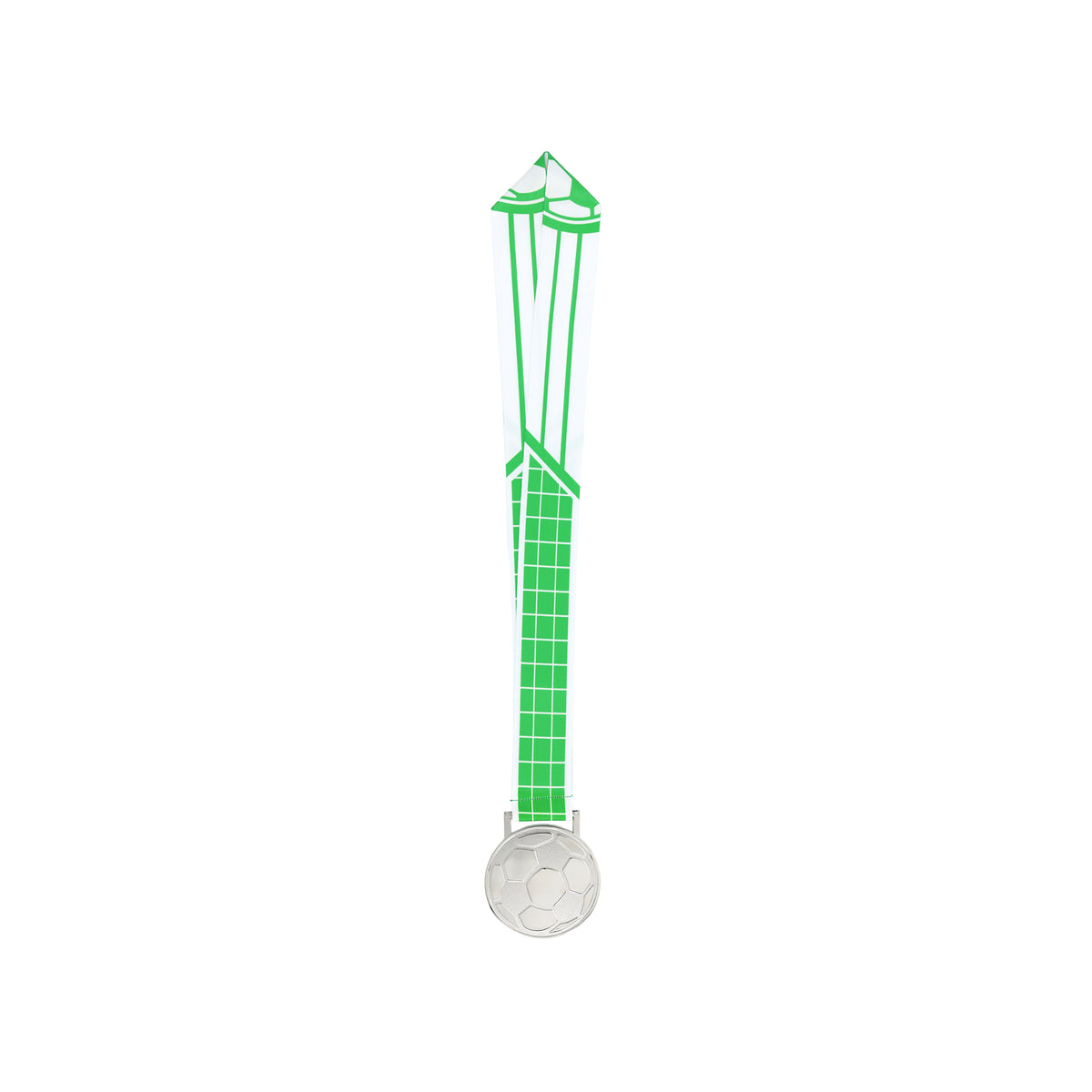 MED27 3'' Silver/Green&White Soccer Medal