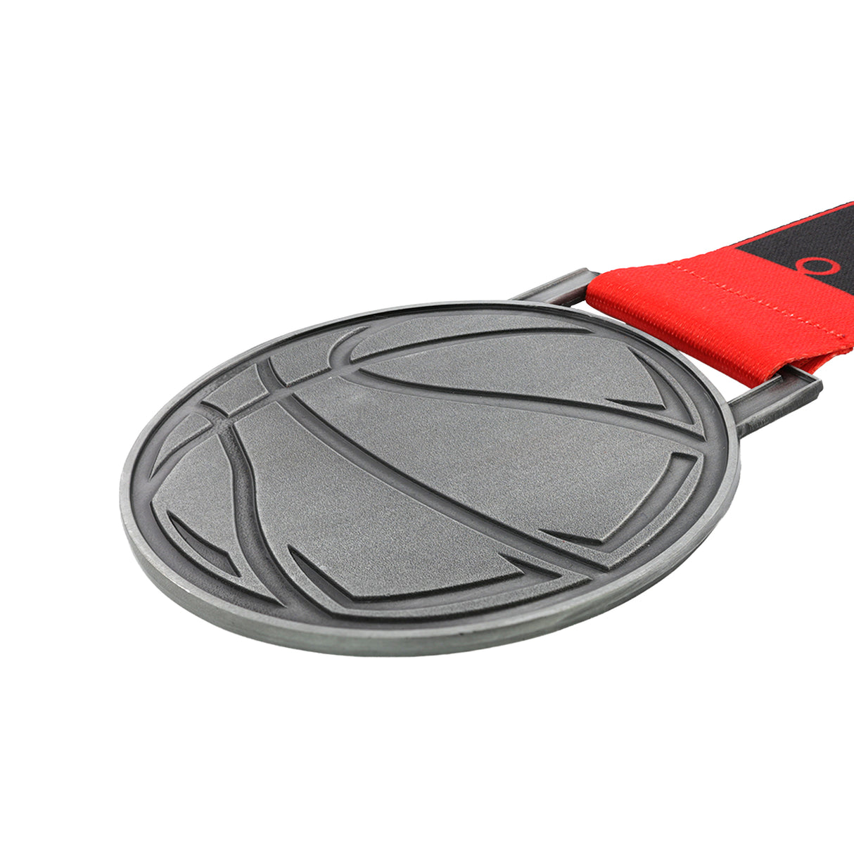 MED27 Basketball Medal - Antique Gunmetal&Red