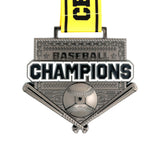 MED26 4'' Baseball Gunmetal&Yellow Champions Medal