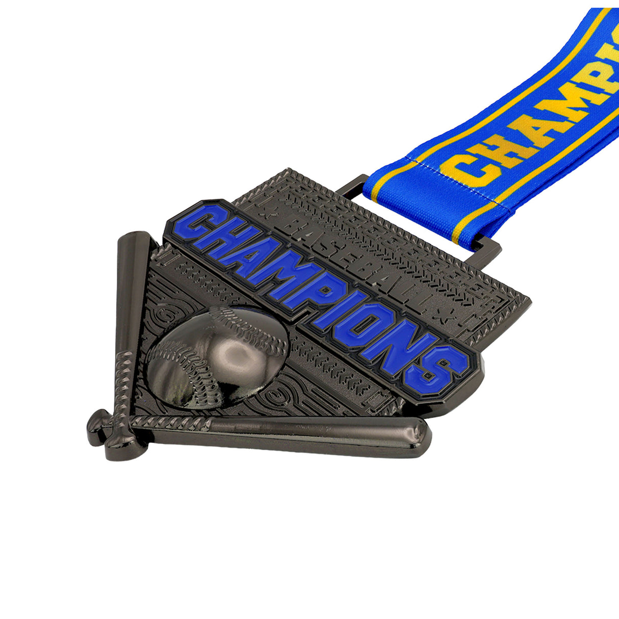 MED26 4'' Baseball Gunmetal&Blue Champions Medal