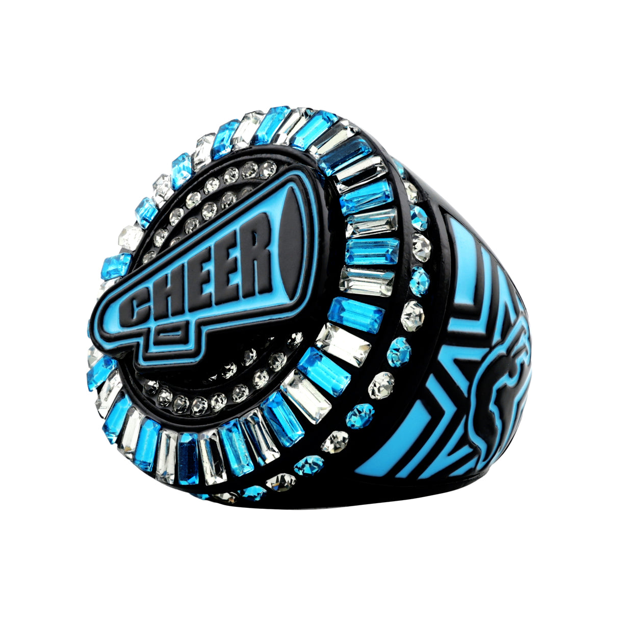 Cheer26 Black&Blue All Stones Ring