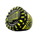 Cheer26 Black&Yellow All Stones Ring