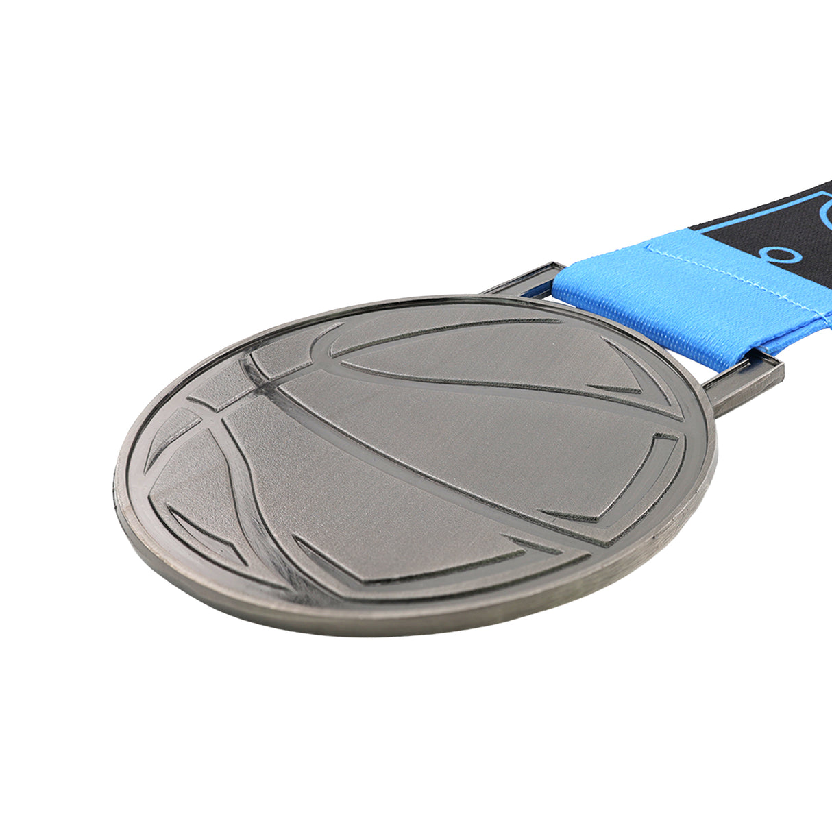 MED27 Basketball Medal - Antique Nickel&Blue