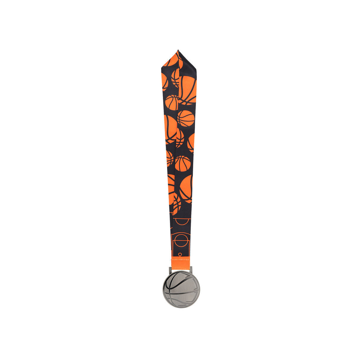 MED27 Basketball Medal - Antique Nickel&Orange