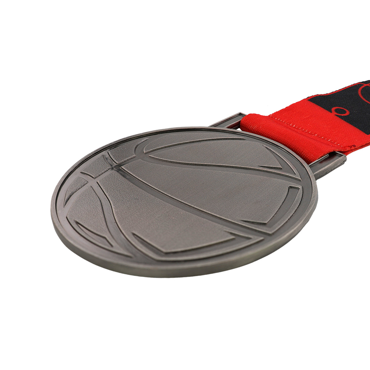 MED27 Basketball Medal - Antique Nickel&Red