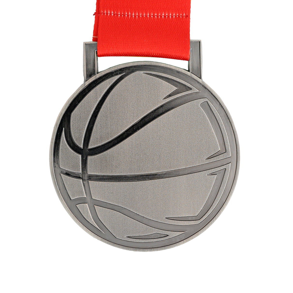 MED27 Basketball Medal - Antique Nickel&Red