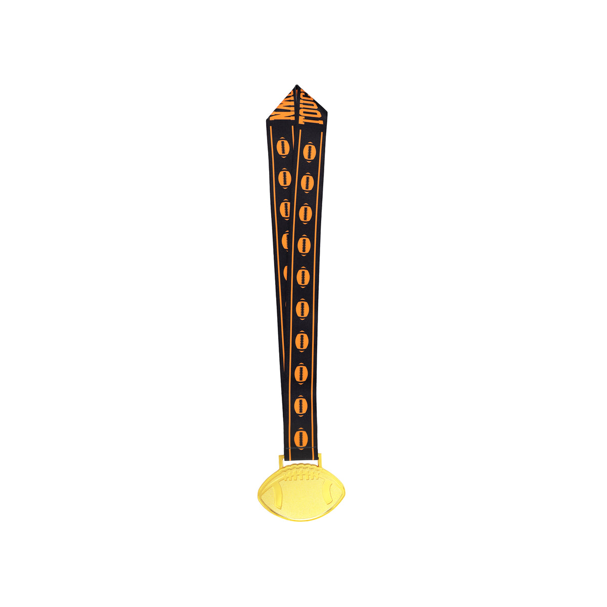 MED27 4'' Gold/Black&Orange Football Medal