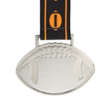MED27 4'' Silver/Black&Orange Football Medal