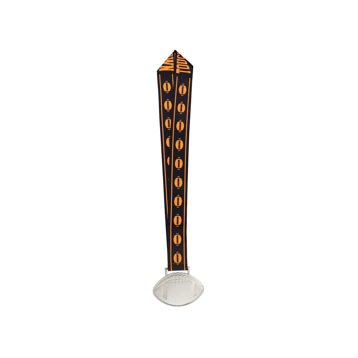 MED27 4'' Silver/Black&Orange Football Medal
