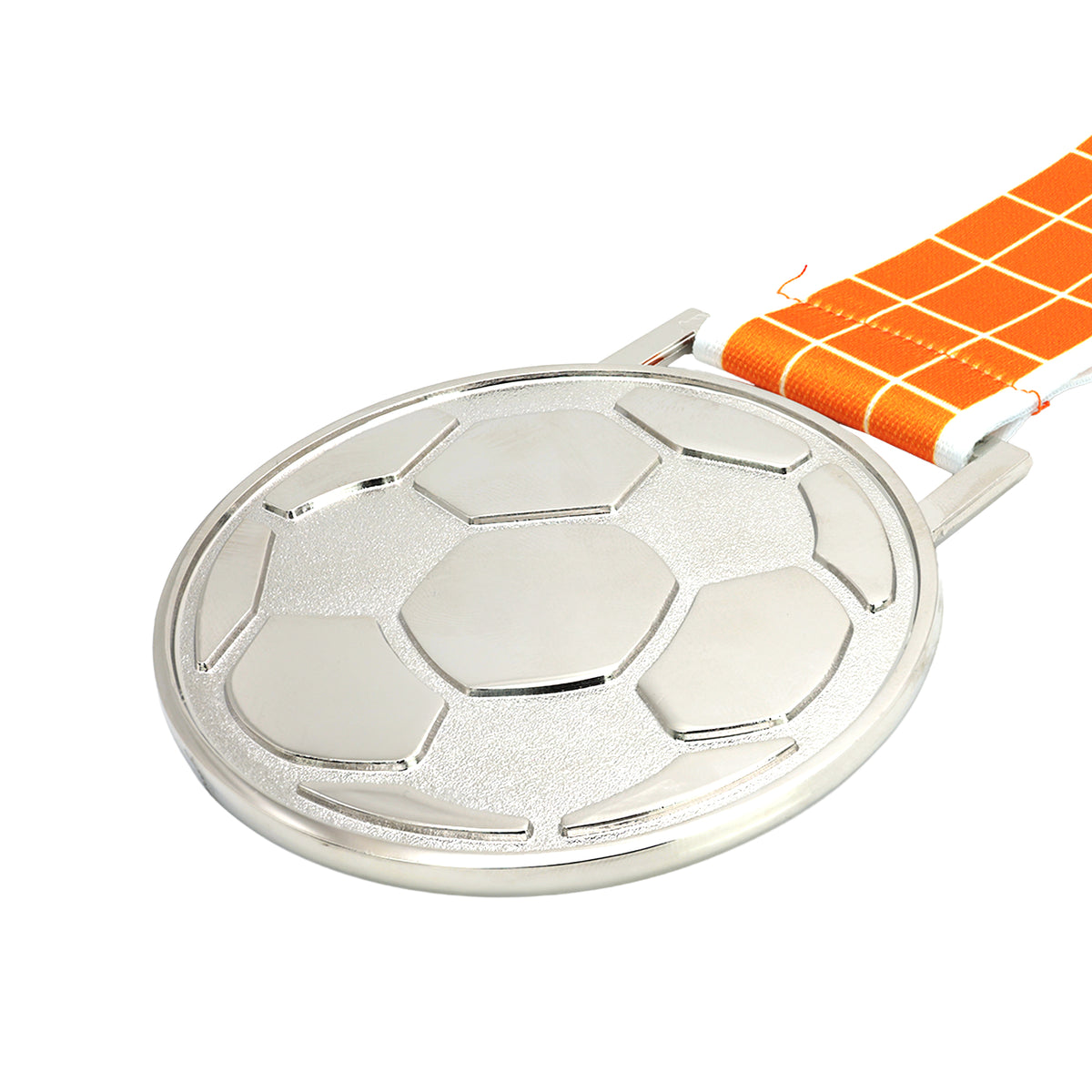 MED27 3'' Silver/Orange&White Soccer Medal
