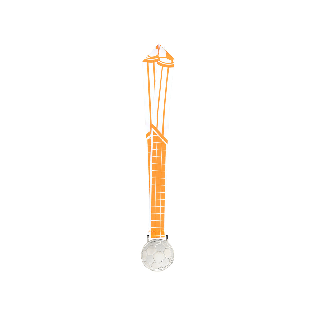 MED27 3'' Silver/Orange&White Soccer Medal