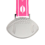 MED27 4'' Silver/Pink&White Football Medal
