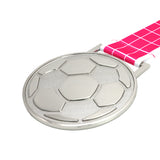 MED27 3'' Silver/Pink&White Soccer Medal