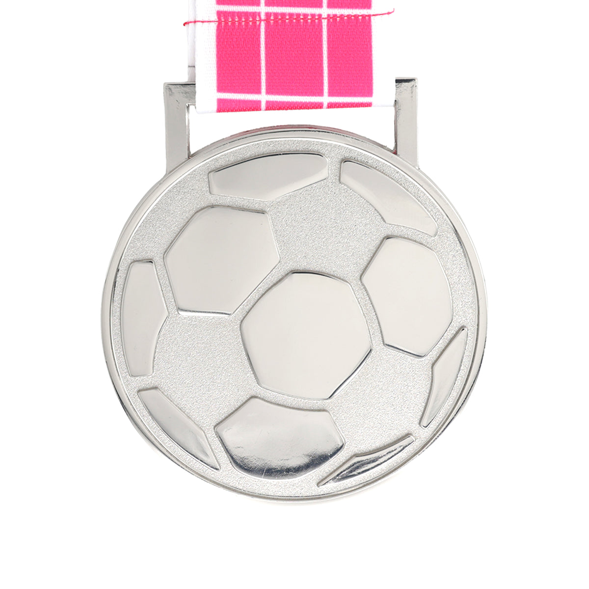 MED27 3'' Silver/Pink&White Soccer Medal
