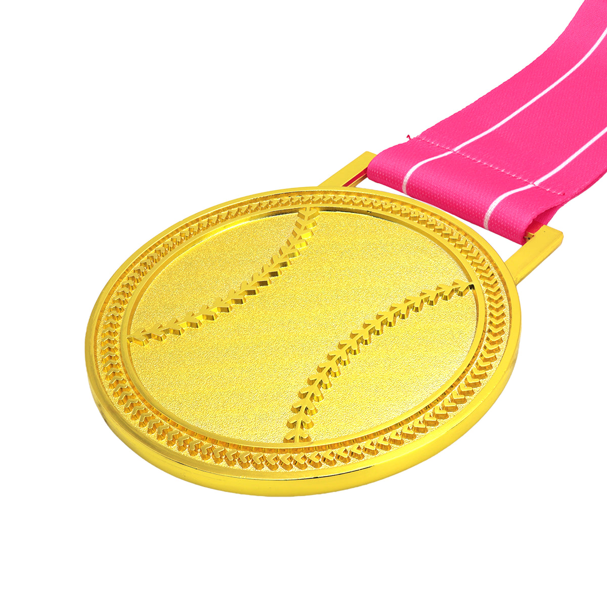 MED27 3'' Gold/Pink&White Baseball Medal