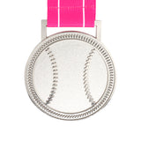 MED27 3'' Silver/Pink&White Baseball Medal