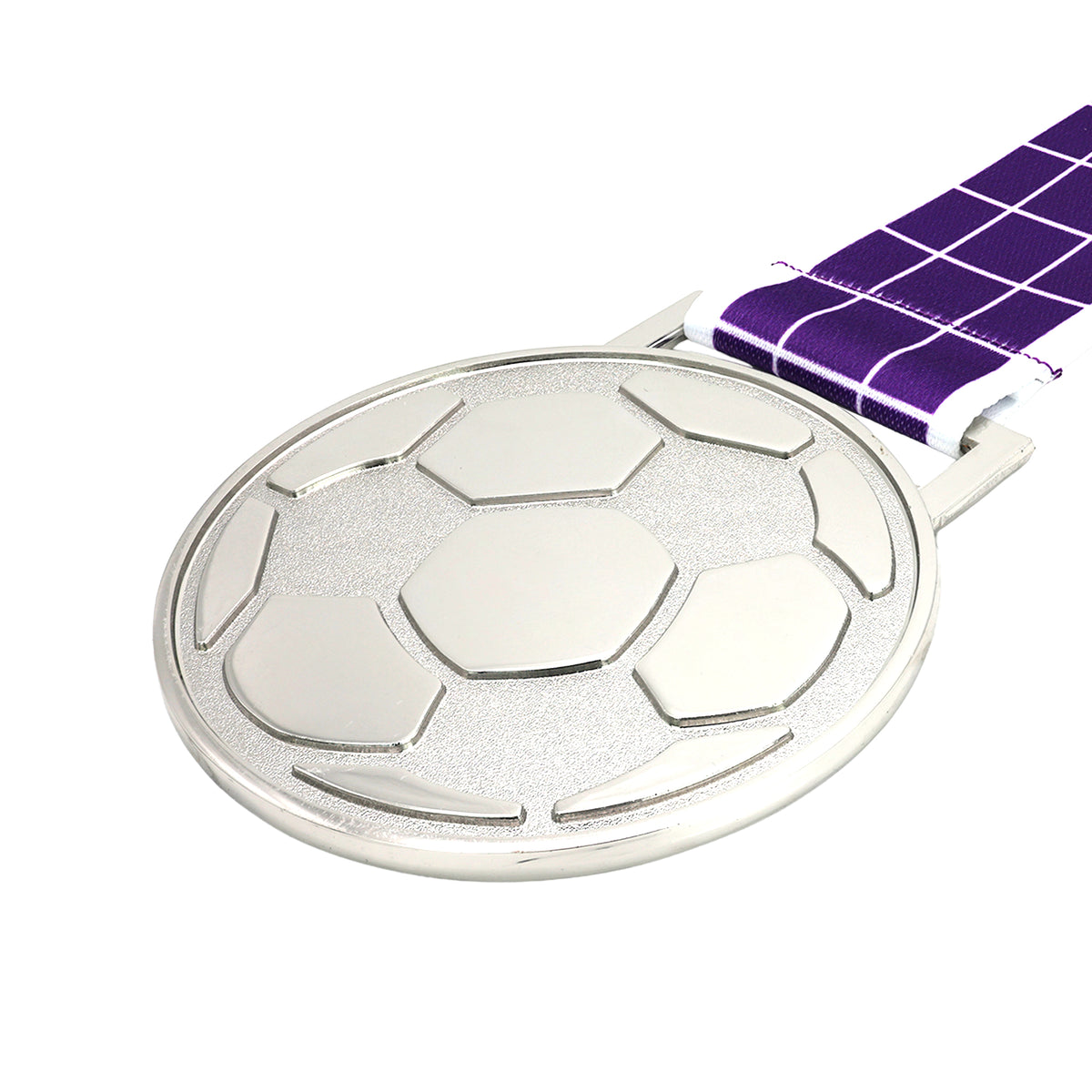 MED27 3'' Silver/Purple&White Soccer Medal
