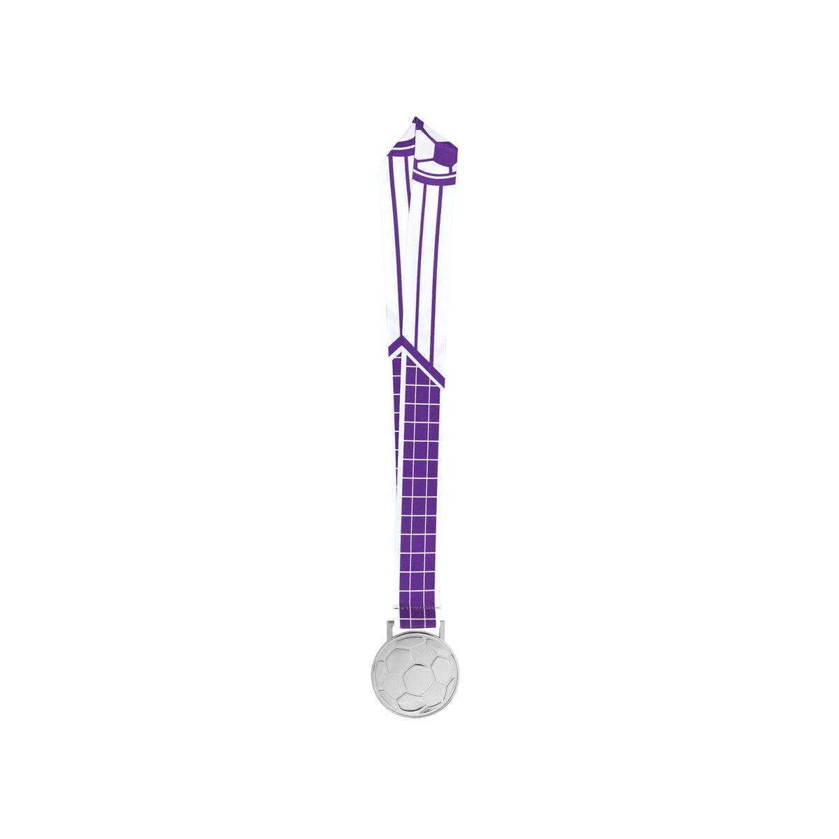 MED27 3'' Silver/Purple&White Soccer Medal