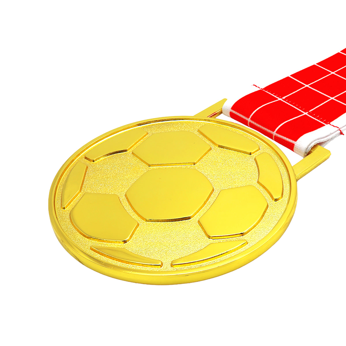 MED27 3'' Gold/Red&White Soccer Medal