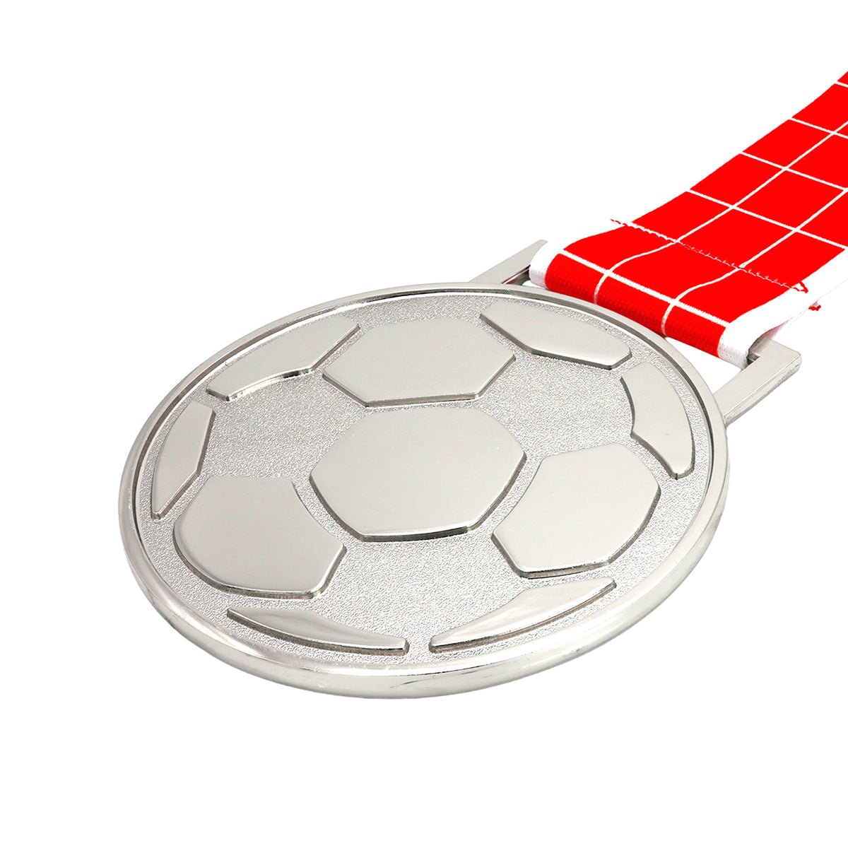 MED27 3'' Silver/Red&White Soccer Medal