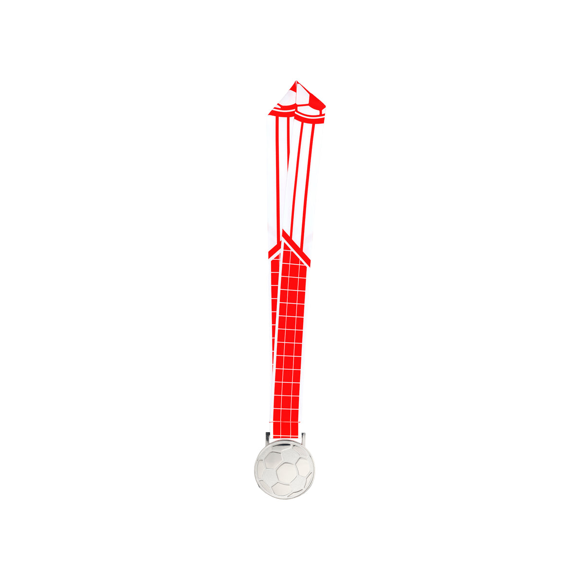 MED27 3'' Silver/Red&White Soccer Medal