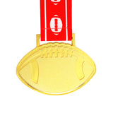 MED27 4'' Gold/Red&White Football Medal