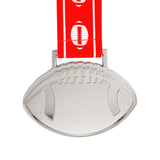 MED27 4'' Silver/Red&White Football Medal