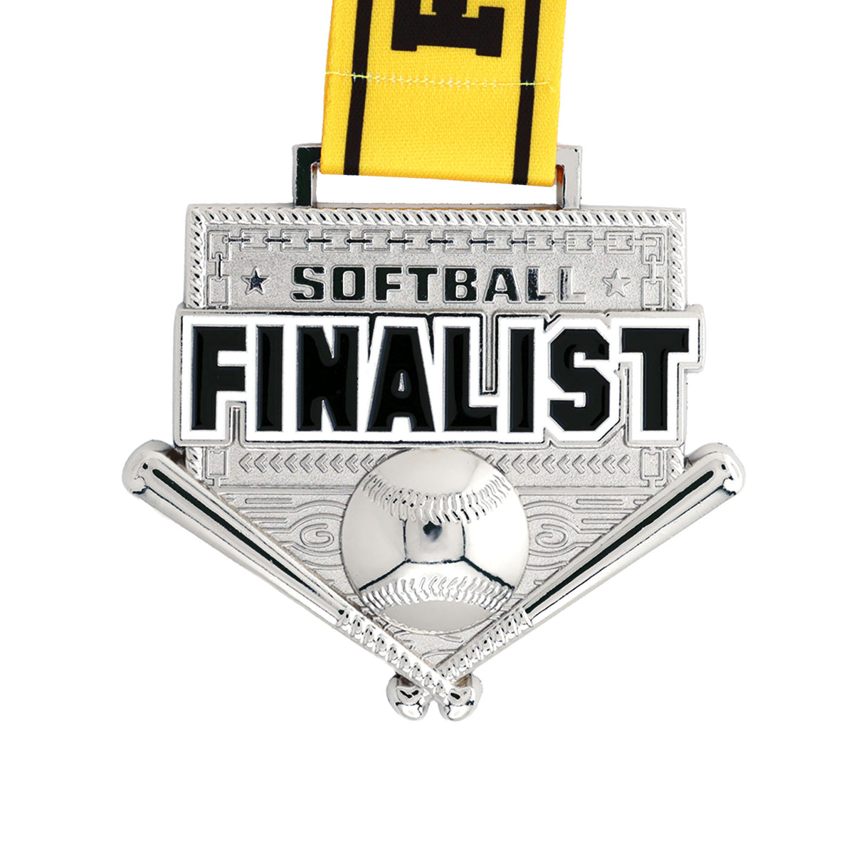 MED26 4'' Softball Silver&Yellow Finalist Medal