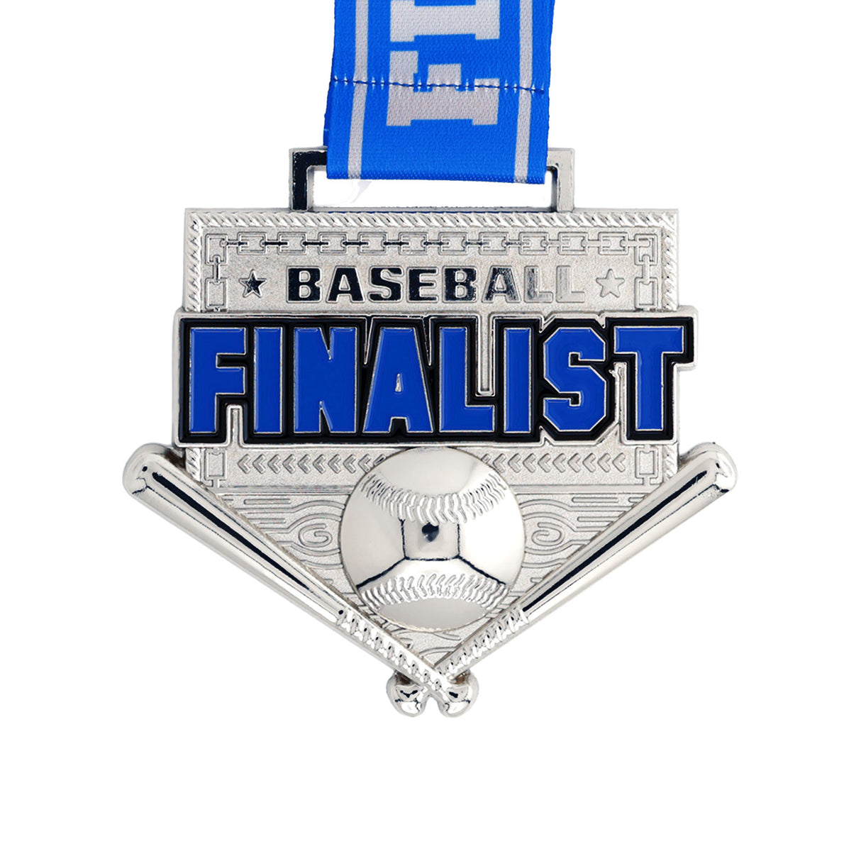 MED26 4'' Baseball Silver&Blue Finalist Medal