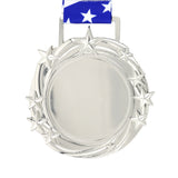 Med26 3.25" Blank Star Medal Silver&Blue