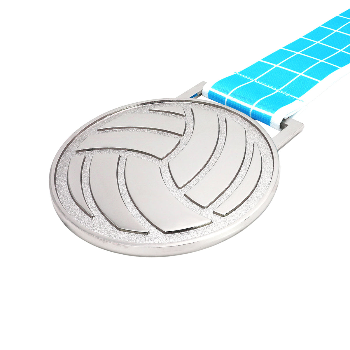 MED27 3'' Silver/Carolina&White Volleyball Medal