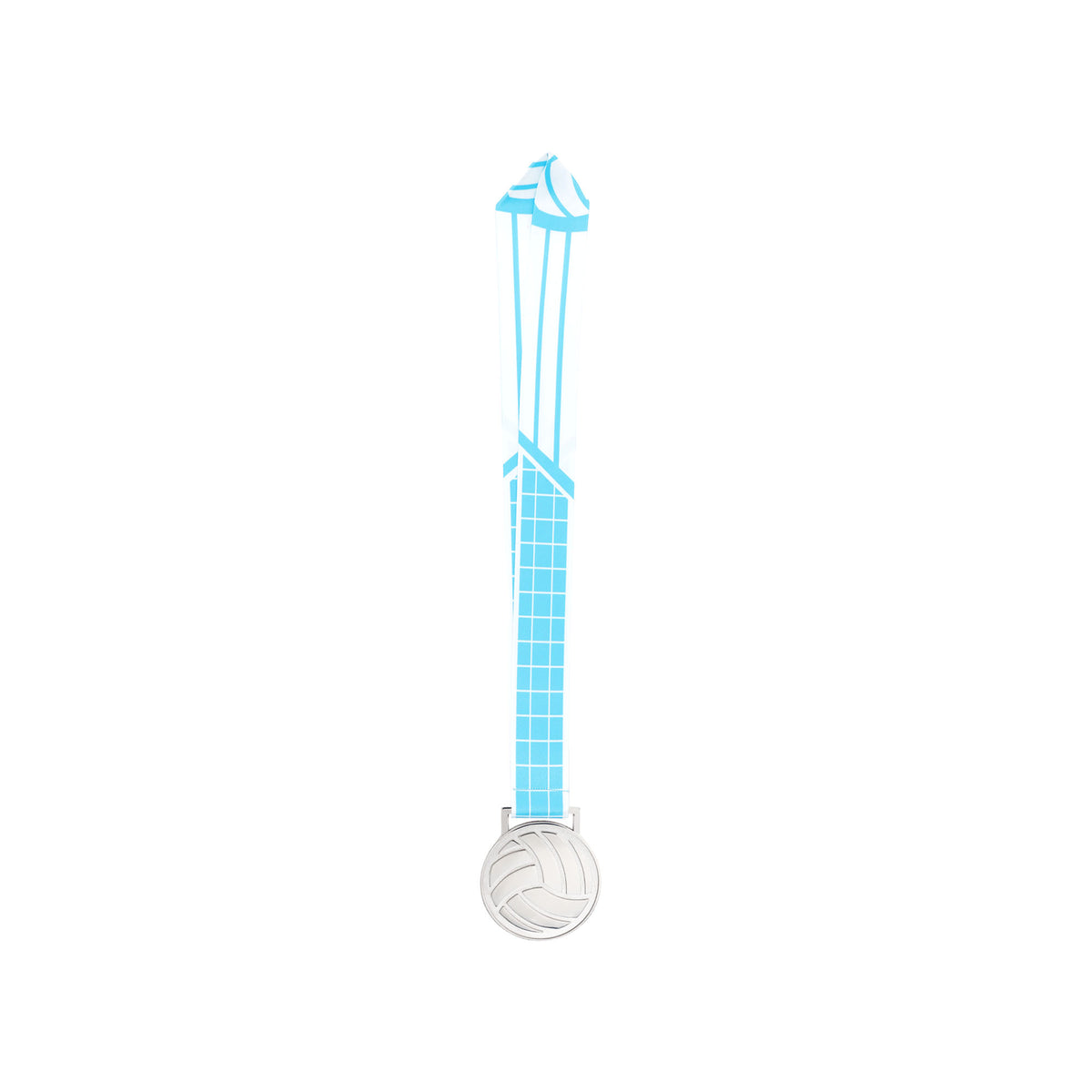 MED27 3'' Silver/Carolina&White Volleyball Medal