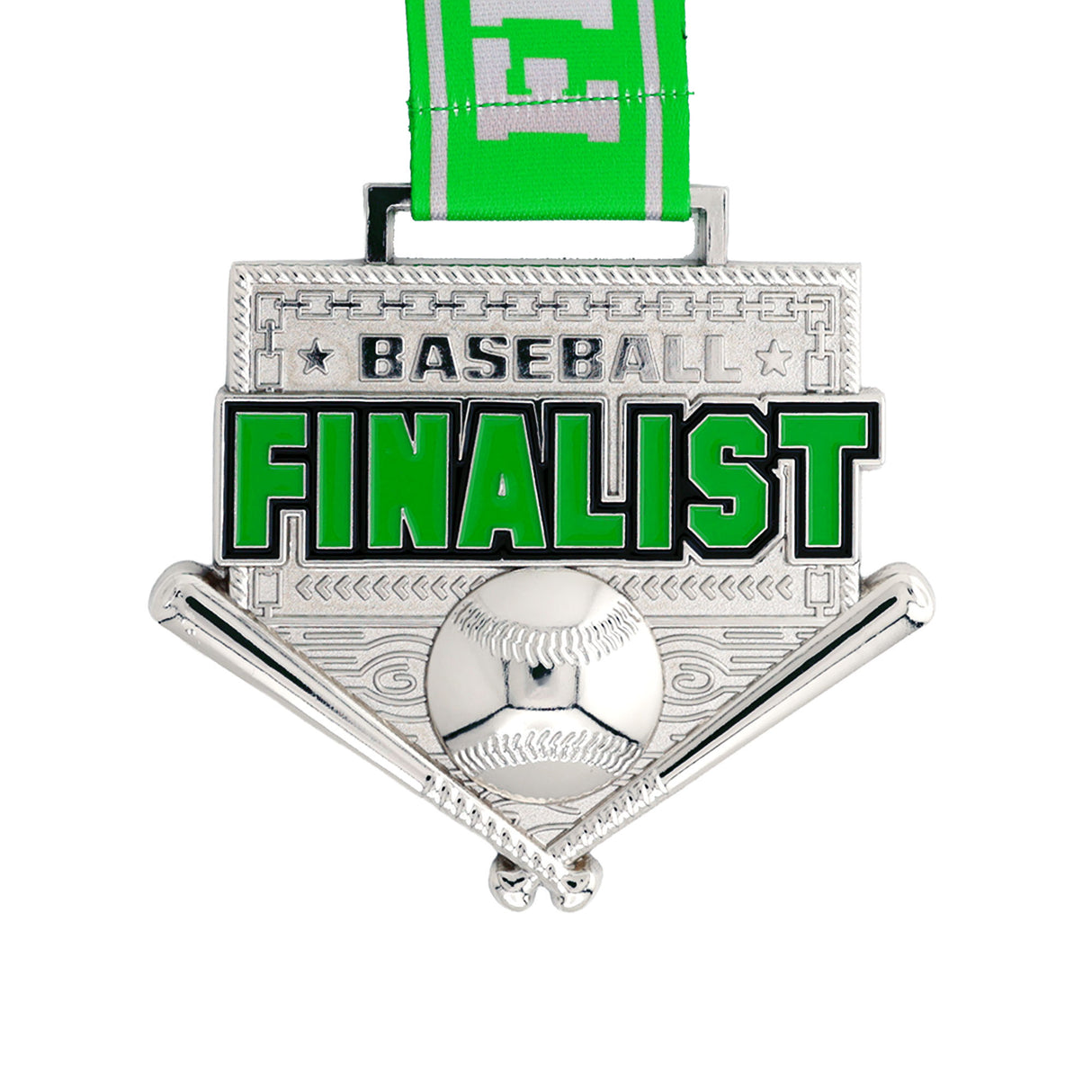 MED26 4'' Baseball Silver&Green Finalist Medal
