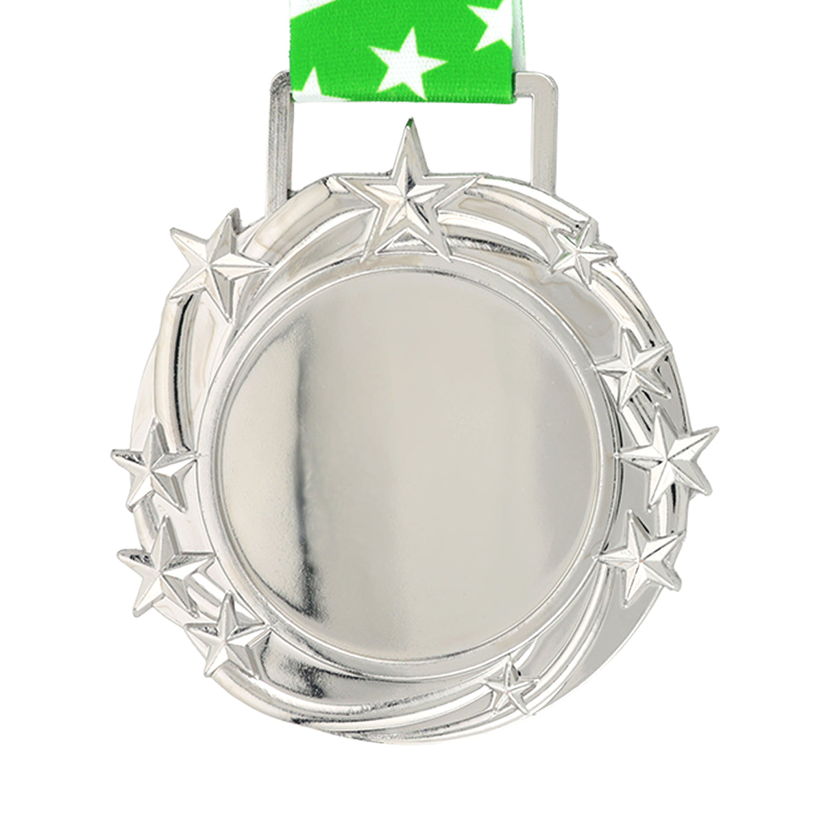 Med26 3.25" Blank Star Medal Silver&Green