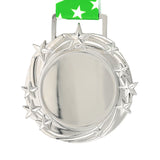 Med26 3.25" Blank Star Medal Silver&Green