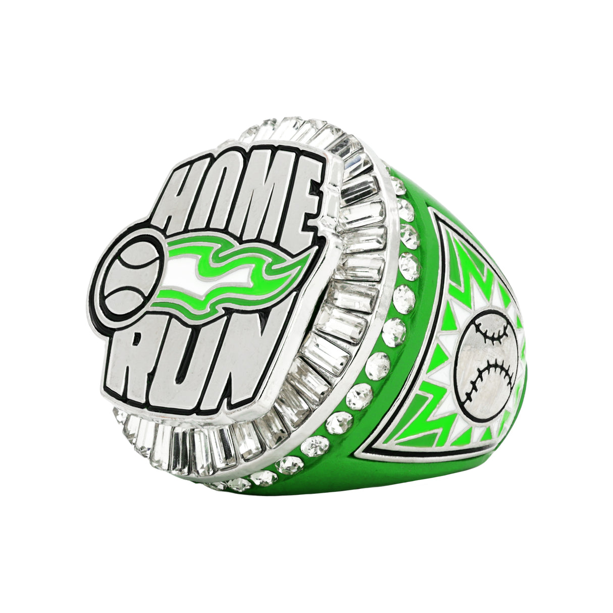 Home Run Green&Silver Ring