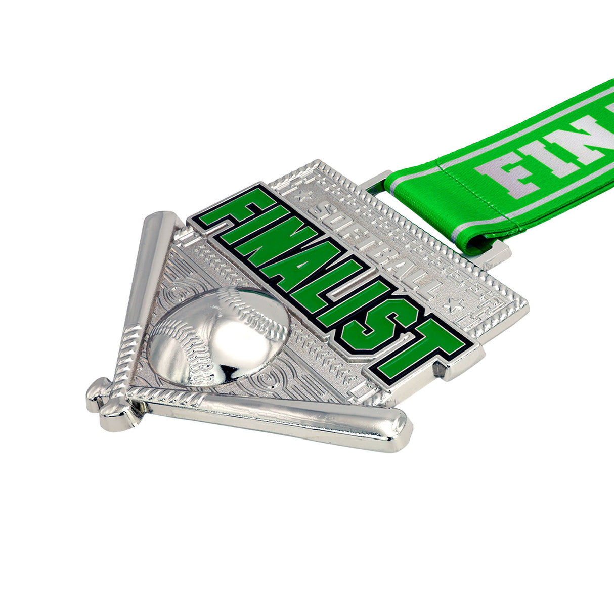 MED26 4'' Softball Silver&Green Finalist Medal