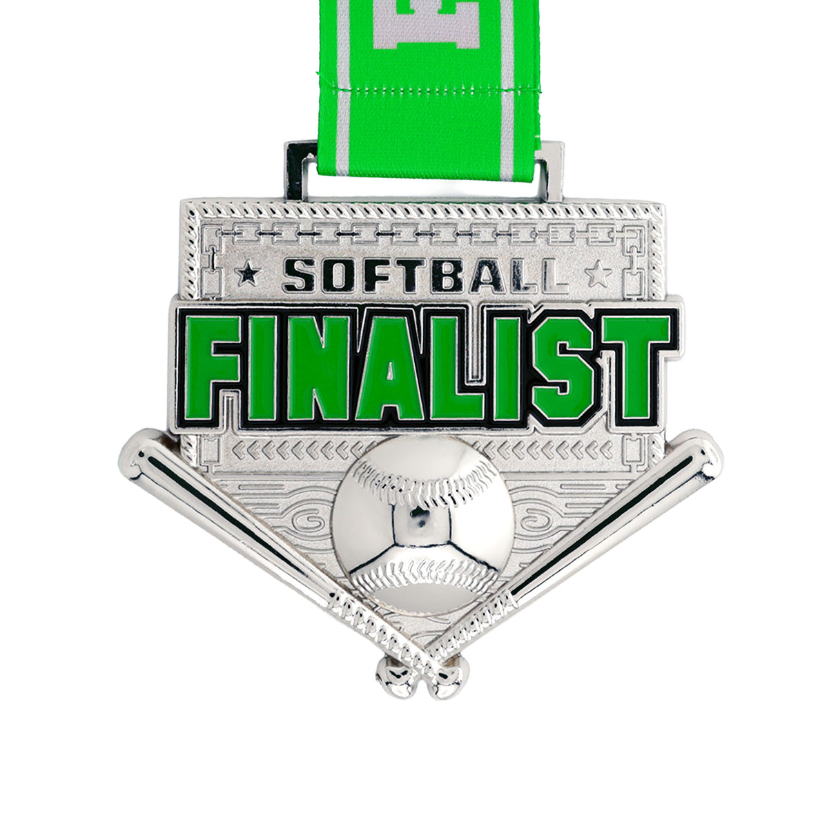 MED26 4'' Softball Silver&Green Finalist Medal