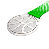 MED27 3'' Silver/Green&White Basketball Medal