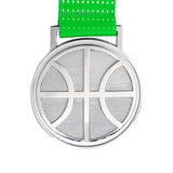 MED27 3'' Silver/Green&White Basketball Medal