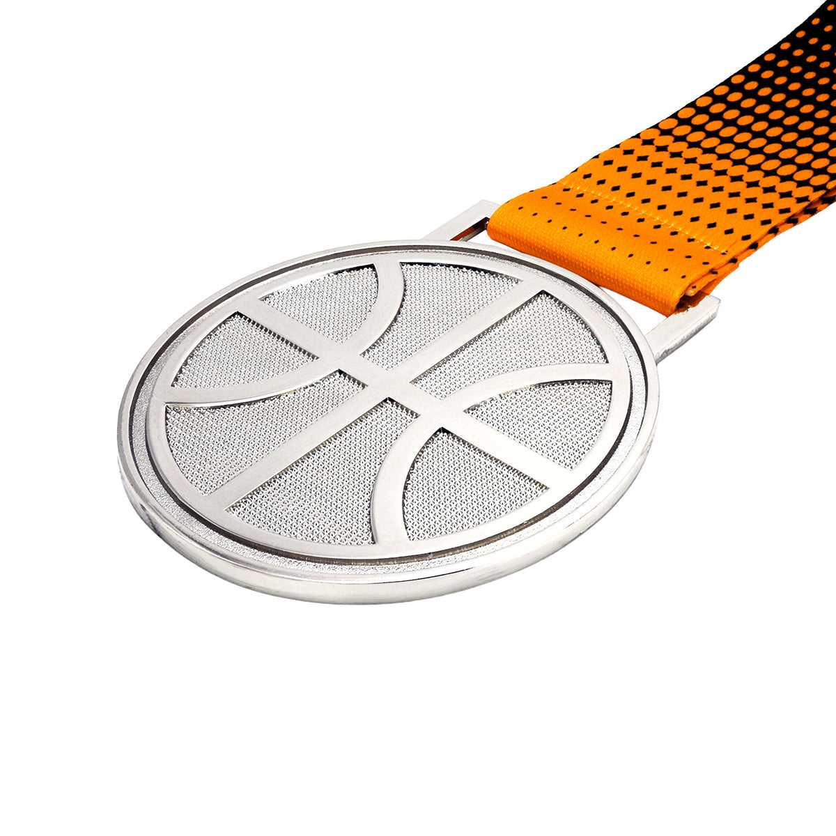 MED27 3'' Silver/Orange&Black Basketball Medal