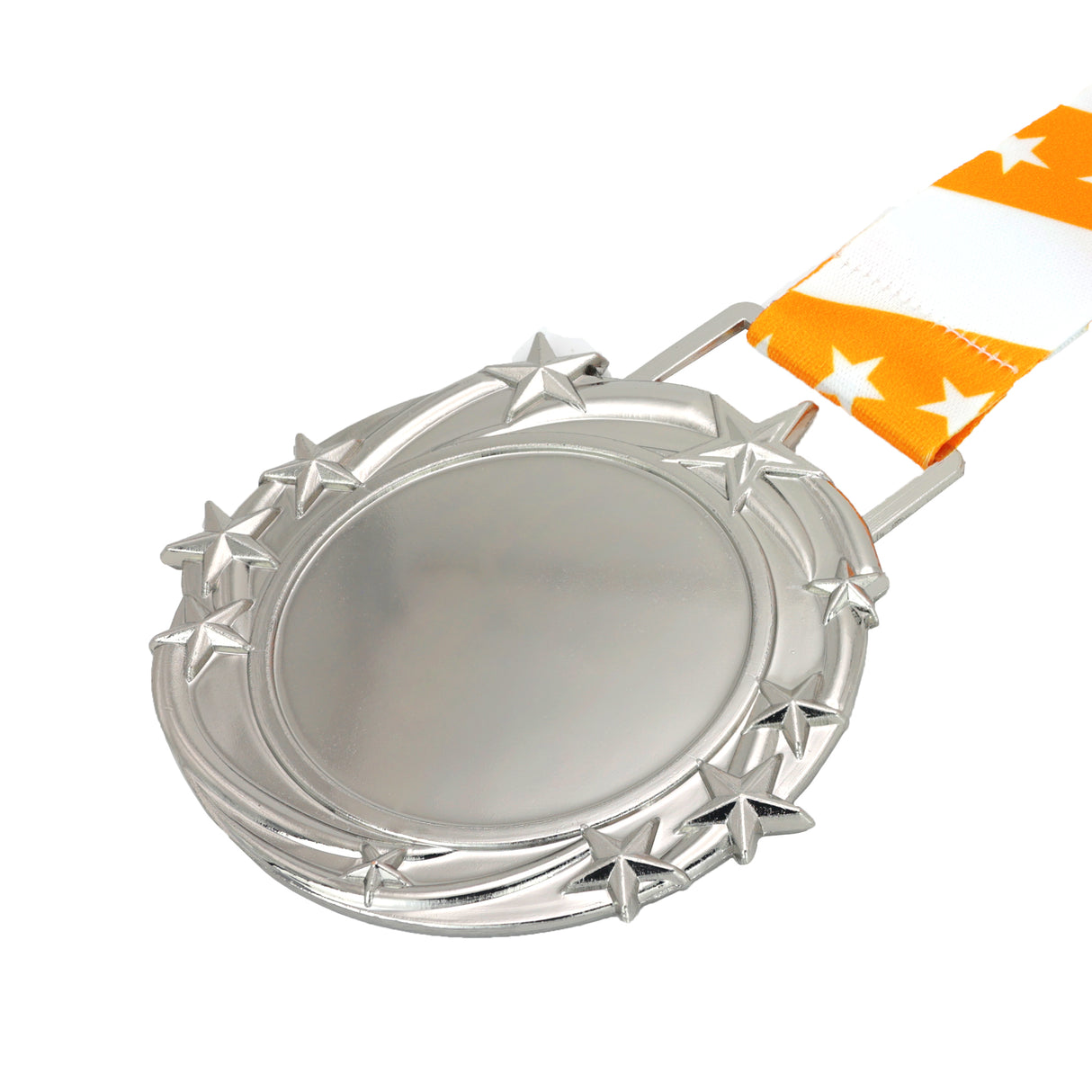 Med26 3.25" Blank Star Medal Silver&Orange