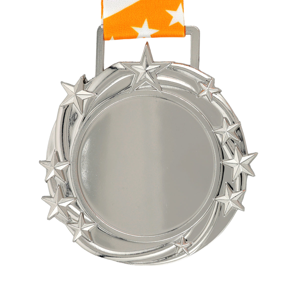 Med26 3.25" Blank Star Medal Silver&Orange