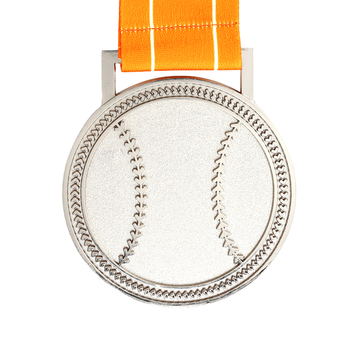 MED27 3'' Silver/Orange&White Baseball Medal