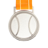 MED27 3'' Silver/Orange&White Baseball Medal